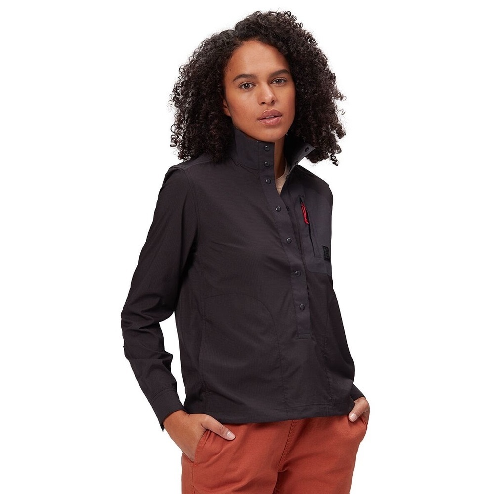 Topo Designs Women Black Tech Popover Longsleeve Size S
